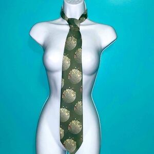 Andhurst Mens Neck Tie Dacron Polyester Vintage Green Spotted 58"